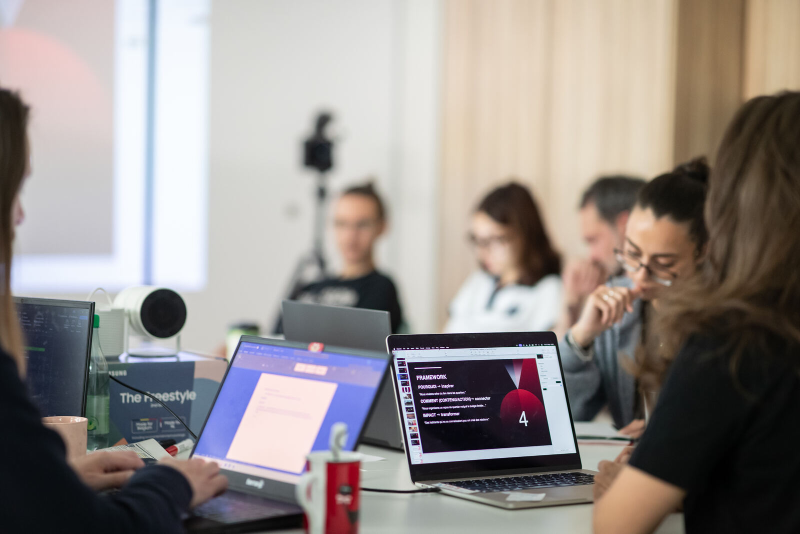 Workflows and frameworks on screen during a LEVG session